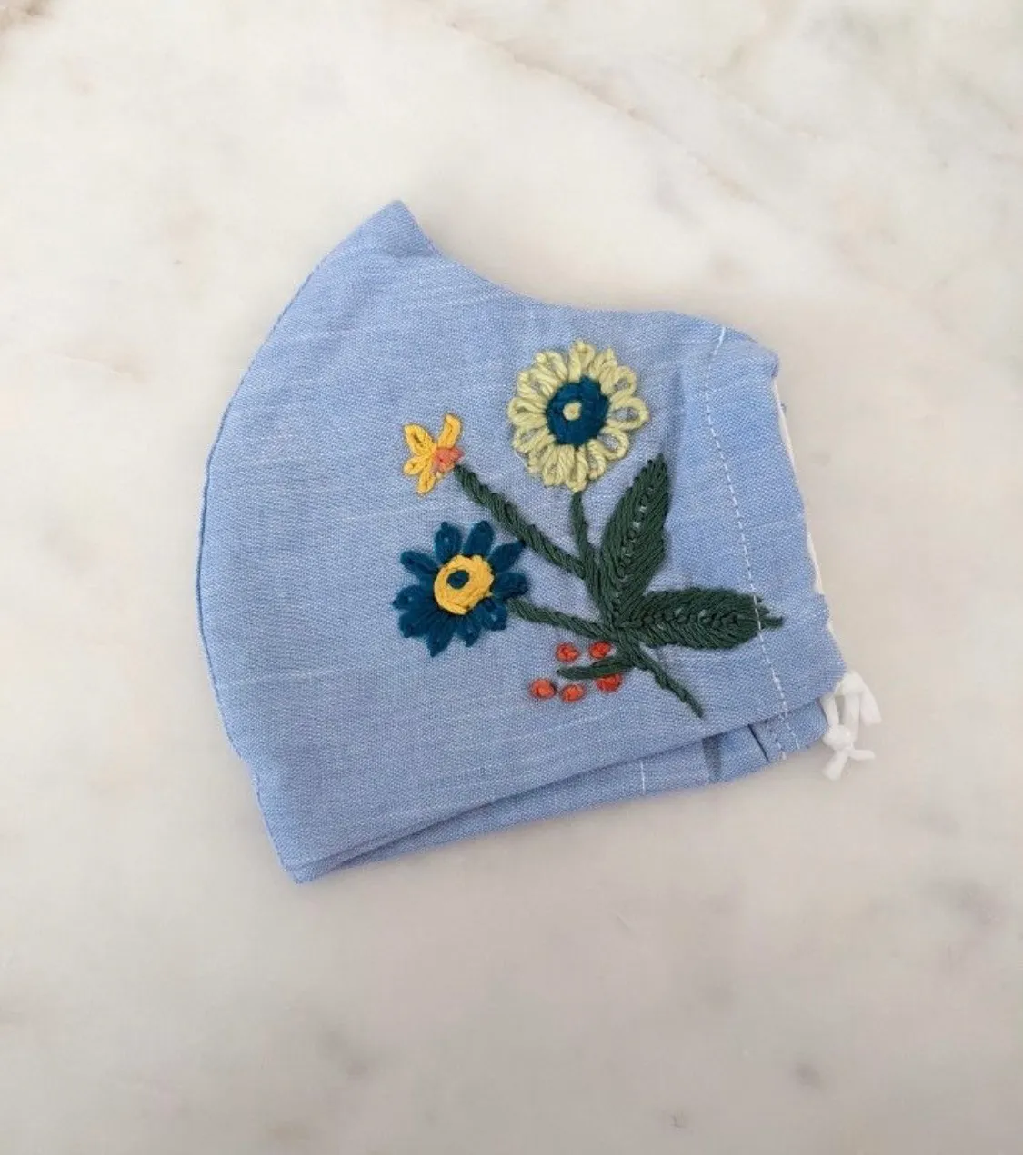 Floral Handmade Embroidered Pocket Filter Face Mask Multi - Image 2