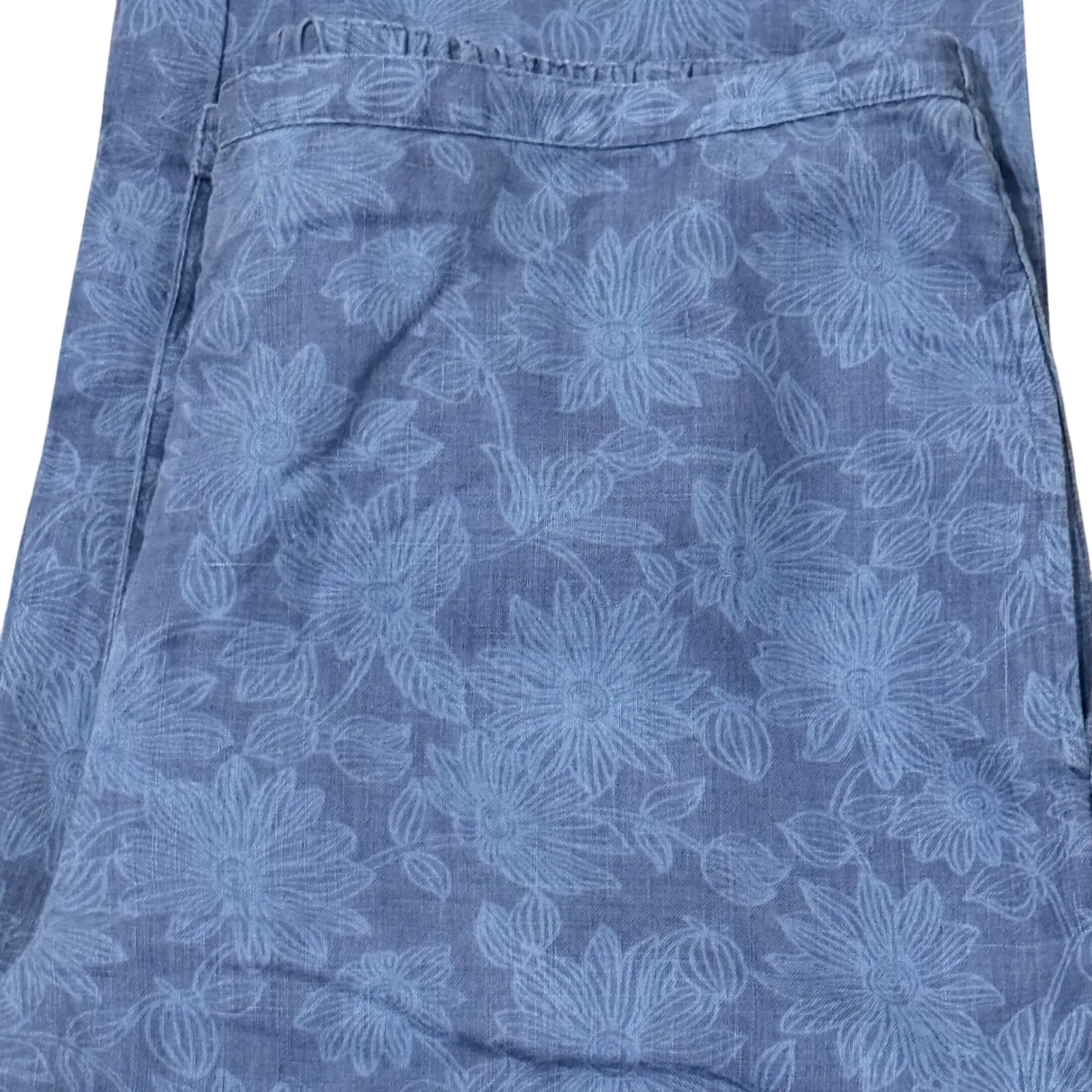 LL Bean Floral Print Pants Womens 16M/Tall Blue High Rise Trousers - Image 7