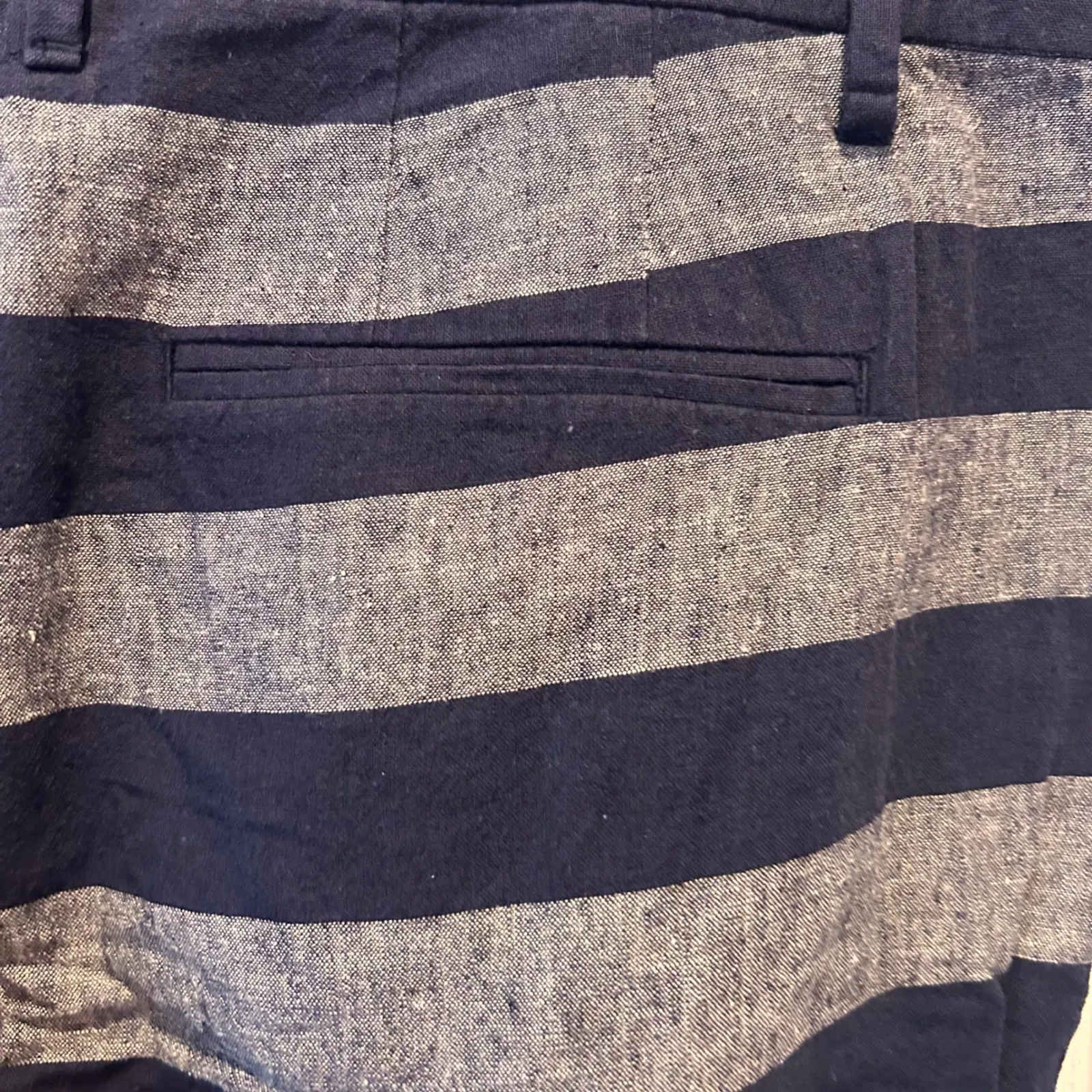 NWT GAP Slim Cropped Pants Navy Gray Stripe Linen Blend Women Size 14 Preppy - Image 6