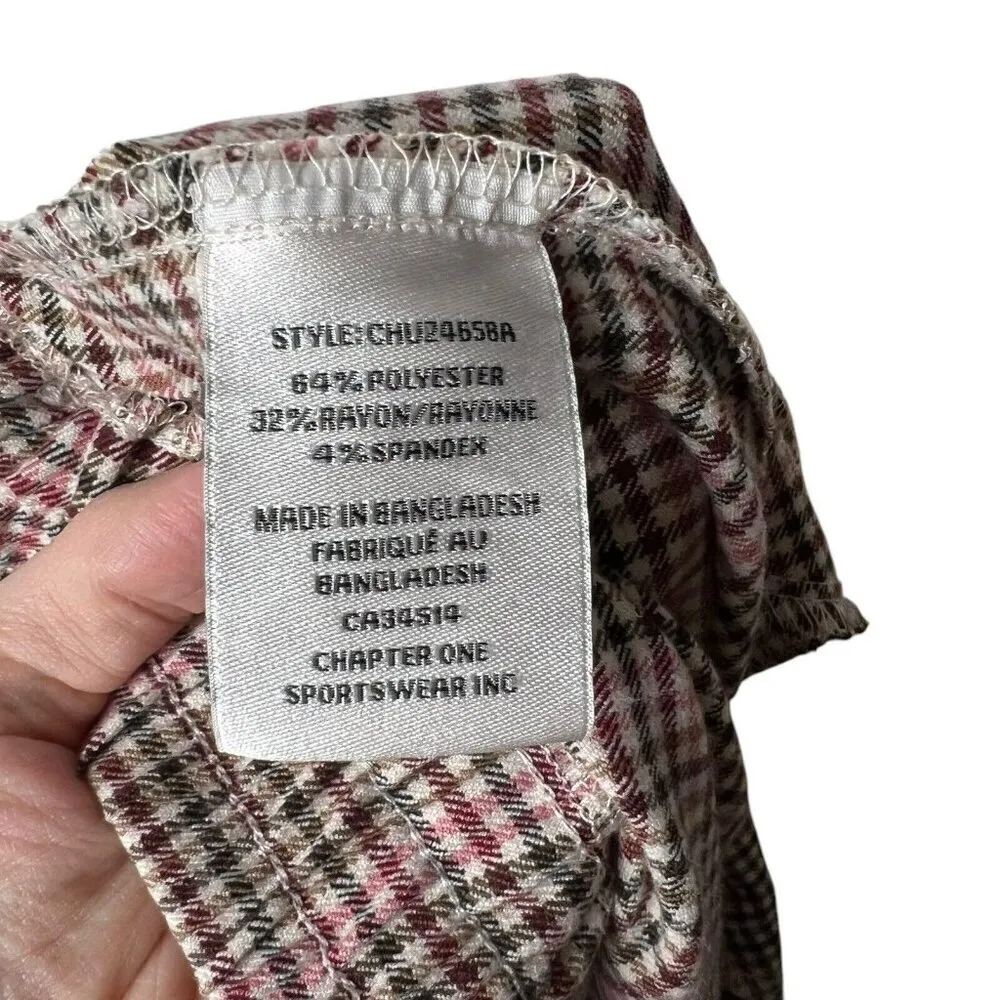 C By One Pants Pull On Slim Ankle Black White Red Check Belted Women’s XL - Image 6