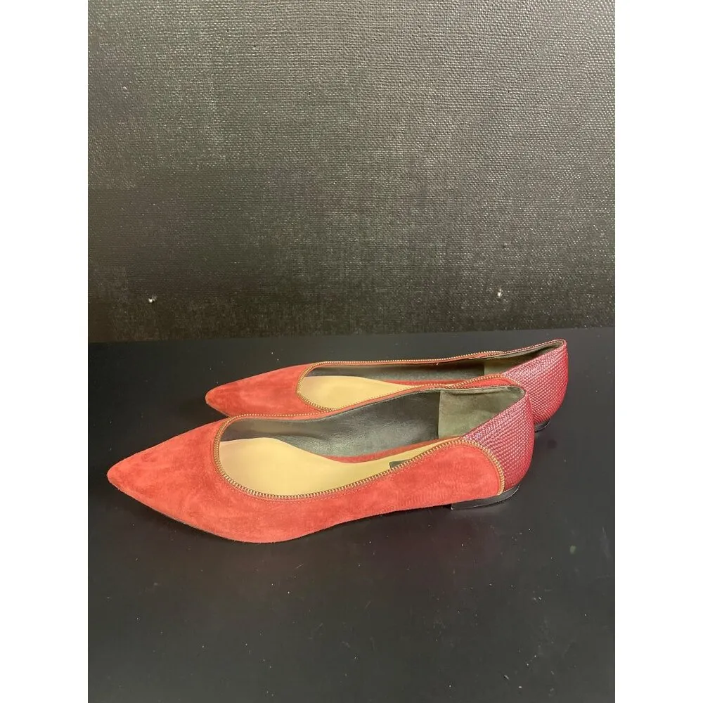 Donna Karan NY Women's Red Suede Shoes With Zippered Trim Size 9 SKU 2213 - Image 3