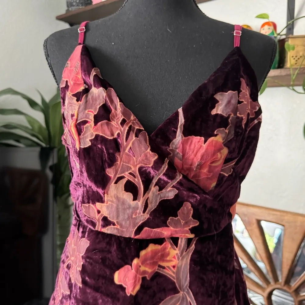 Lulus Catharine Plum Purple Floral Print Burnout Velvet Mini Dress Red Size M - Image 7