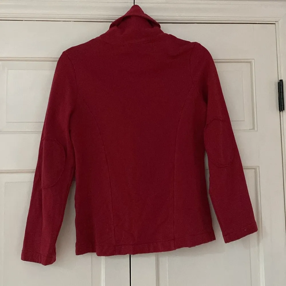 Neon Buddha Button Front Sweatshirt Jacket‎ Sweater Buttons Cowl Relaxed Size XS Red - Image 5