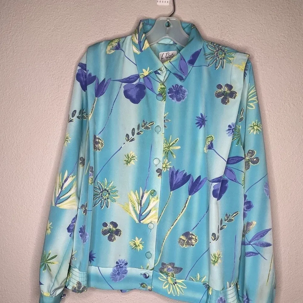 Vintage‎ L'Gante Floral Skirt Set Blue Size 12 - Image 10