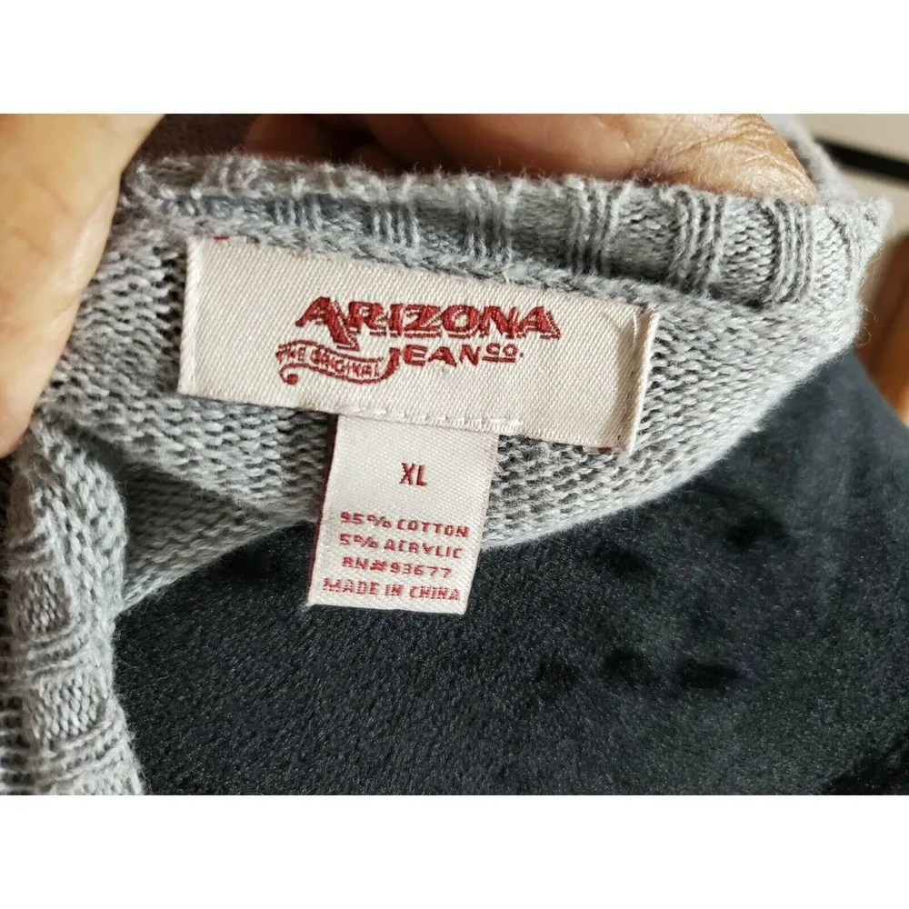 Arizona Women's Solid Gray Cotton Round Neck Long Sleeve Casual Sweater Size XL - Image 9