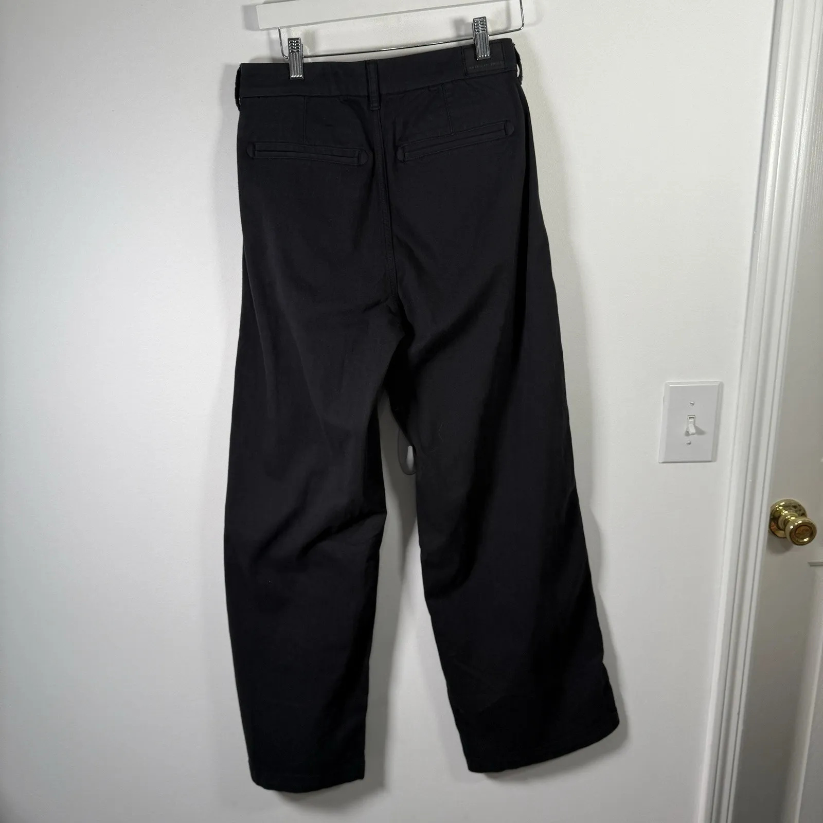 American Eagle Super High Rise Baggy Wide Leg Pants Black Boho Y2K Womens 6 - Image 4