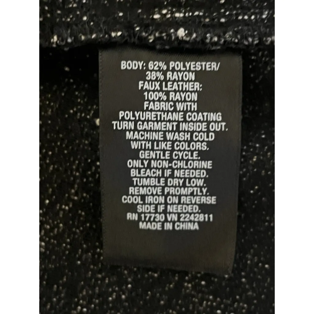 MOSSIMO Cropped Jacket Womens M Open Front Black White Rayon Leather Zippers Gray Size M - Image 6