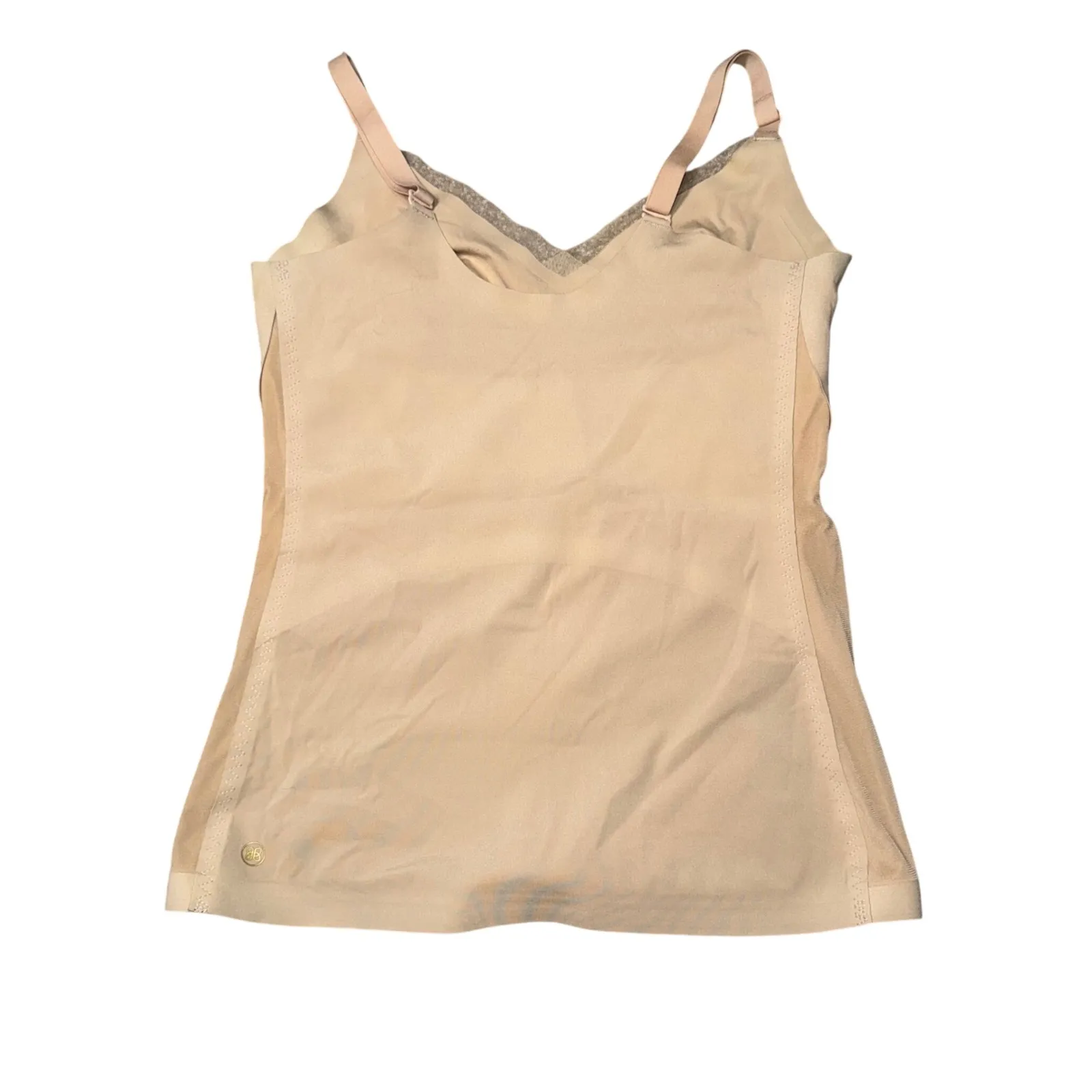 HONEYLOVE Shaping Tank Top Nude V Neck Lace Trim Smoothing Compression Size M Tan Size M - Image 2