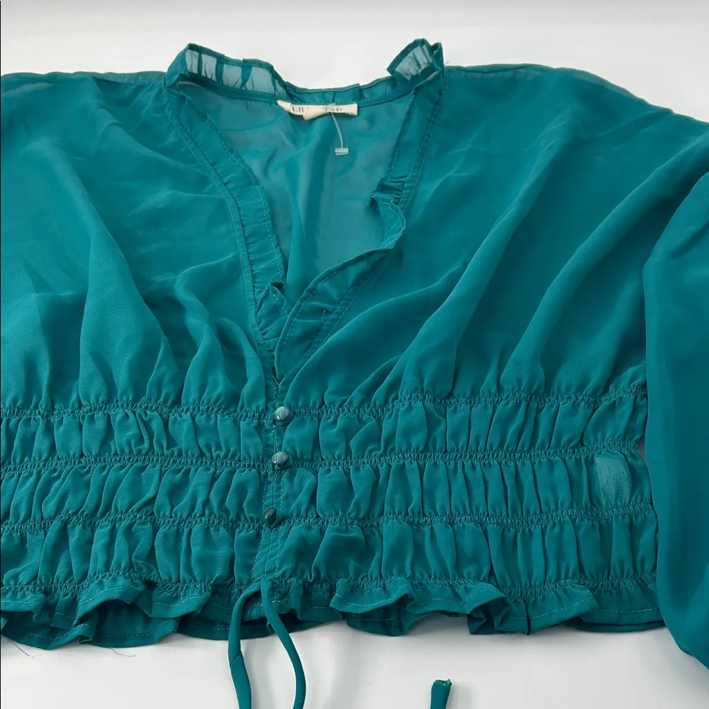 Lily Star Teal Blouse with Ruffle Details - Image 2