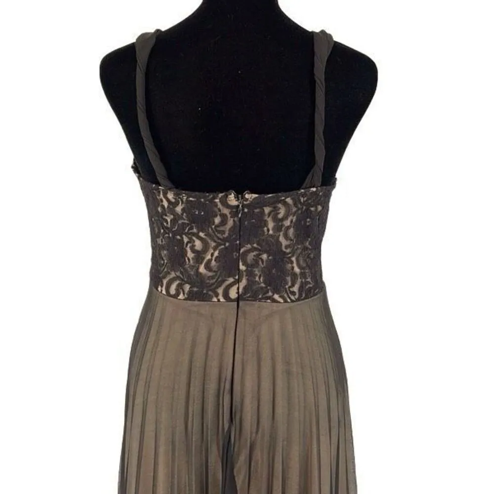 Vintage Roulette Lace Accordion Pleated Semi Sheer Lined Dress Black Size Medium - Image 7