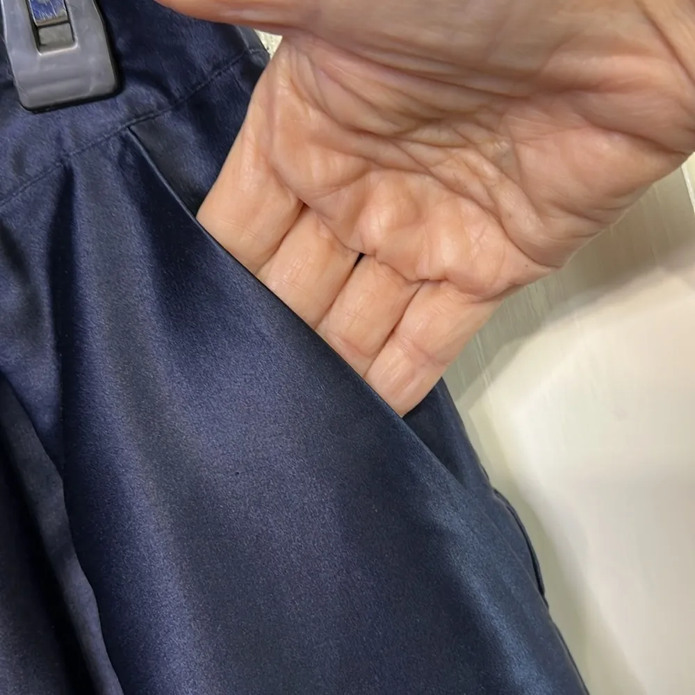 TOMMY HILFIGER Navy Silk Taffeta Skater Skirt Size 0 - Image 3