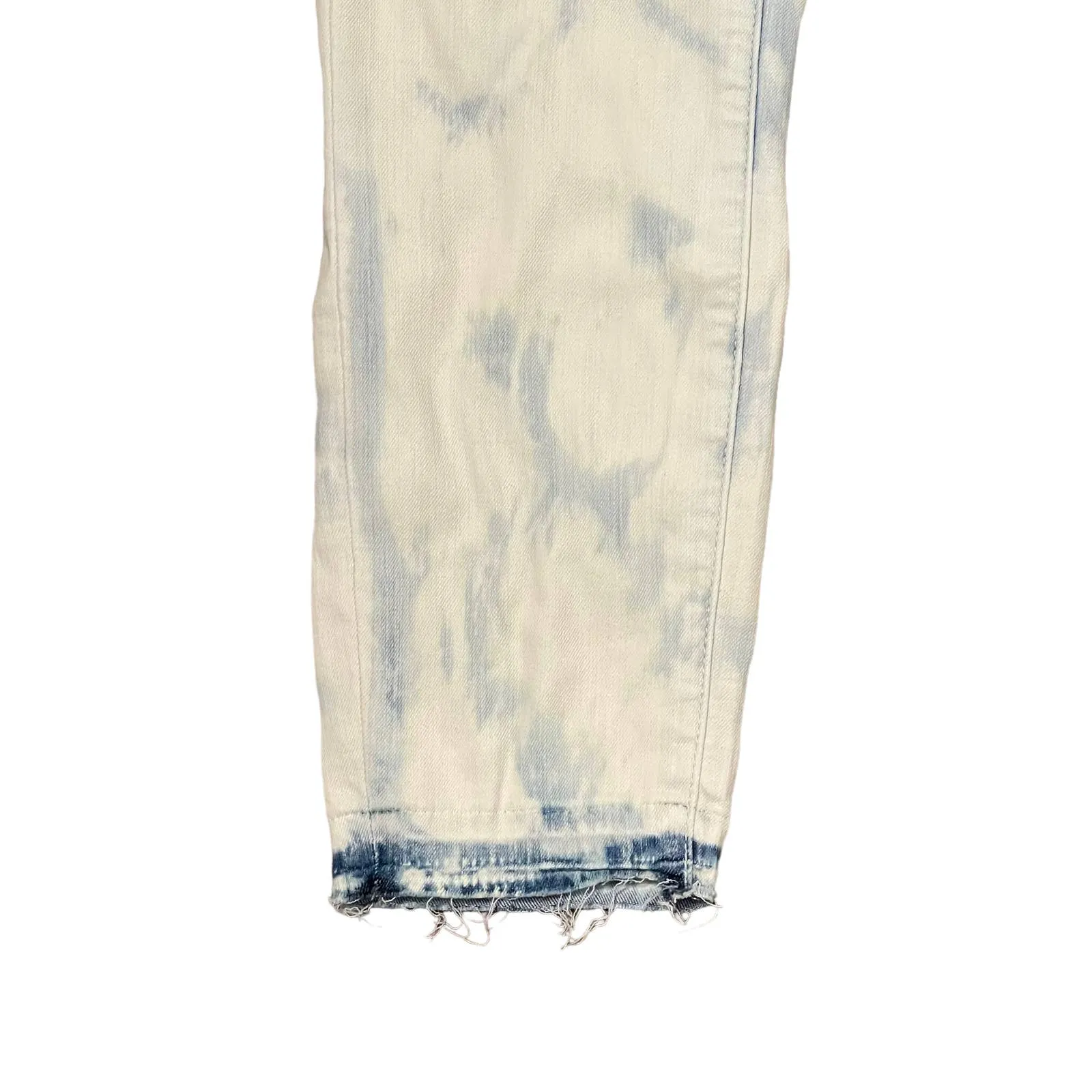 Article Of Society Straight Leg Jeans Frayed Hem Tie Dye Bleached Denim 26 Women - Image 3