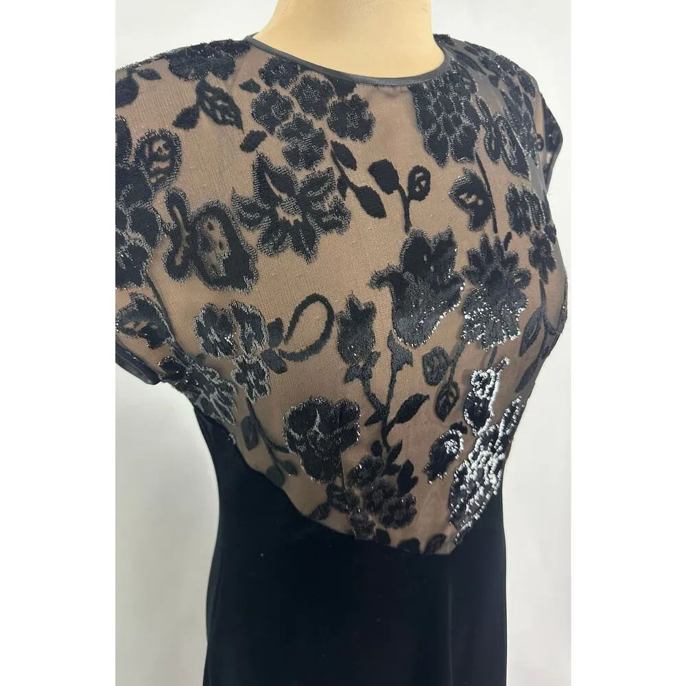 Vintage Tom Barra Size 8 Black Velvet Evening Gown Dress Christmas NYE Formal - Image 6