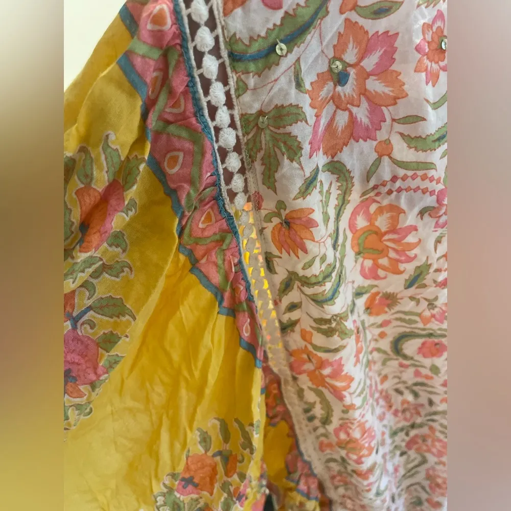 Miss June Flowy skirt Size Small Elastic Wais Orange - Image 6