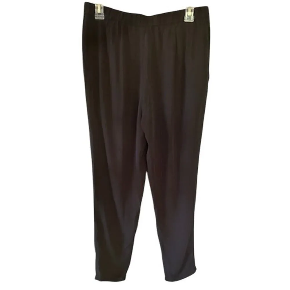 Eileen Fisher Black 100% Silk Ankle Pants SIze Medium - Image 3