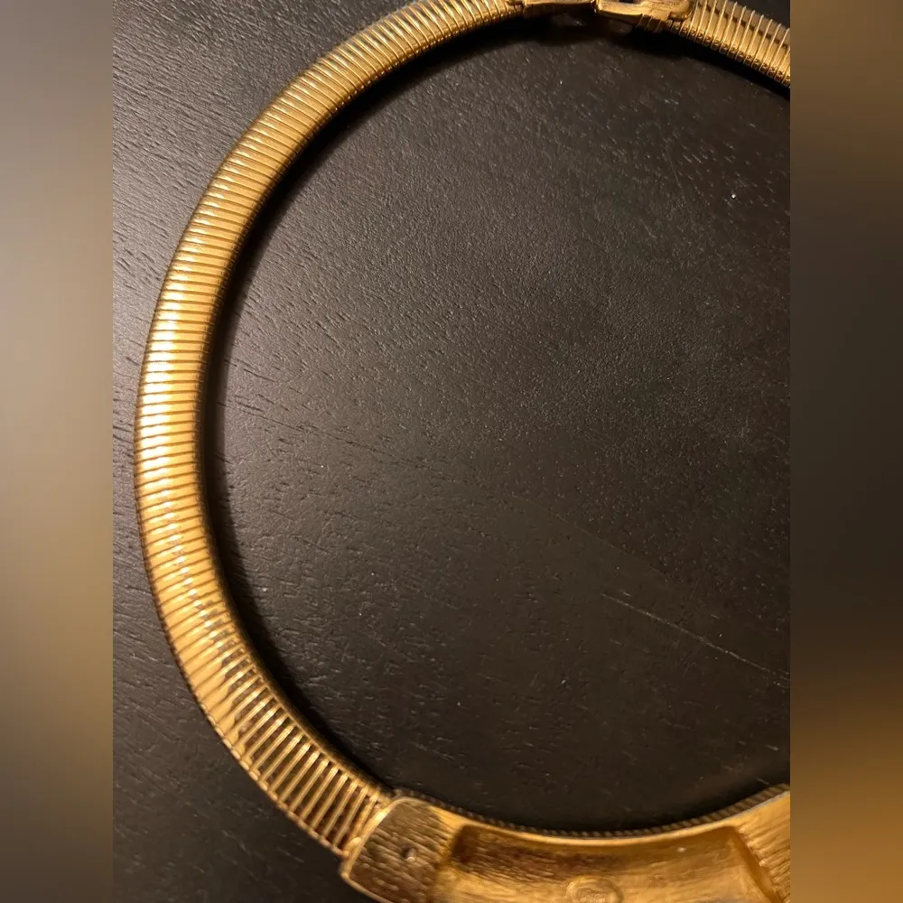 Trifari Signed Vintage Gold and Black Art Deco Necklace Enamel vintage signed - Image 11