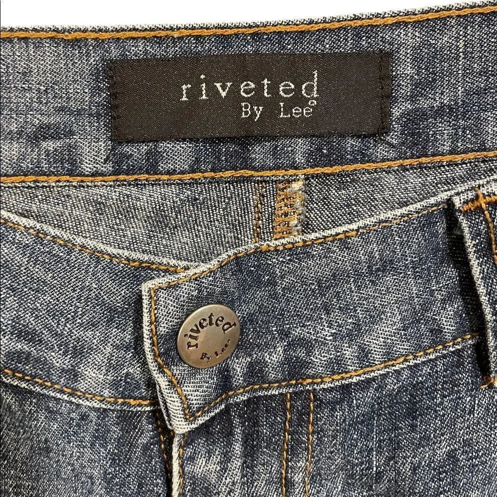 Riveted by Lee Medium Wash Denim Cargo Utility Carpenter Grunge Bermuda Shorts - Image 6