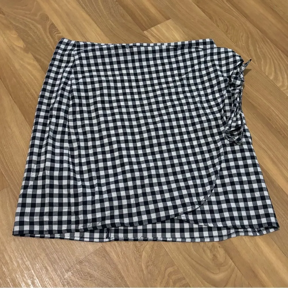 Loft Gingham Checkered Tied Wrap Skirt 4 - Image 2