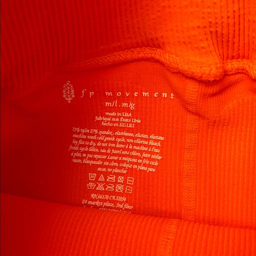 NEW! Free People Movement HAPPINESS RUNS Ribbed Bright Orange Leggings M/L - Image 7