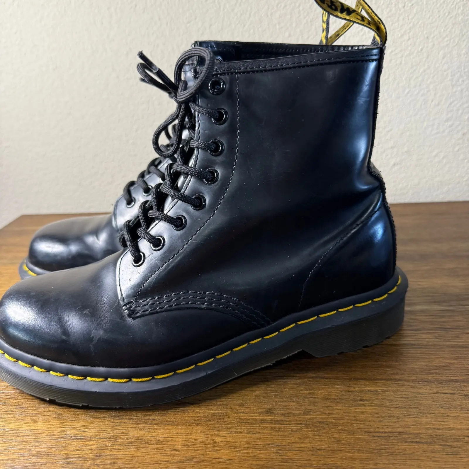 Dr Martens 1460 Black Smooth Leather Lace Up Boots Womens US 8 M - Image 6