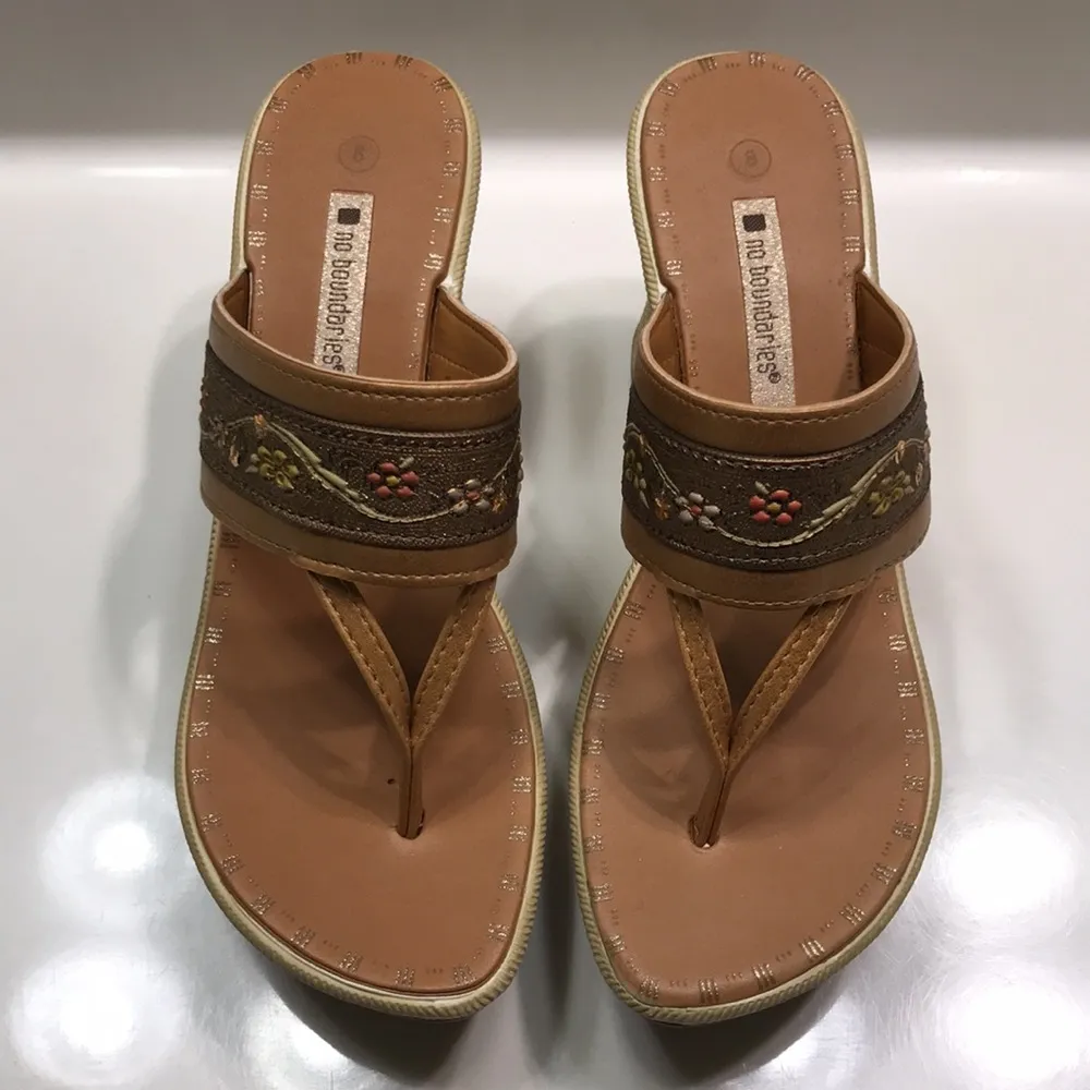 VTG No Boundaries Women’s Cass Floral Embroidered Sequin Synthetic Wedge Sandals - Image 3