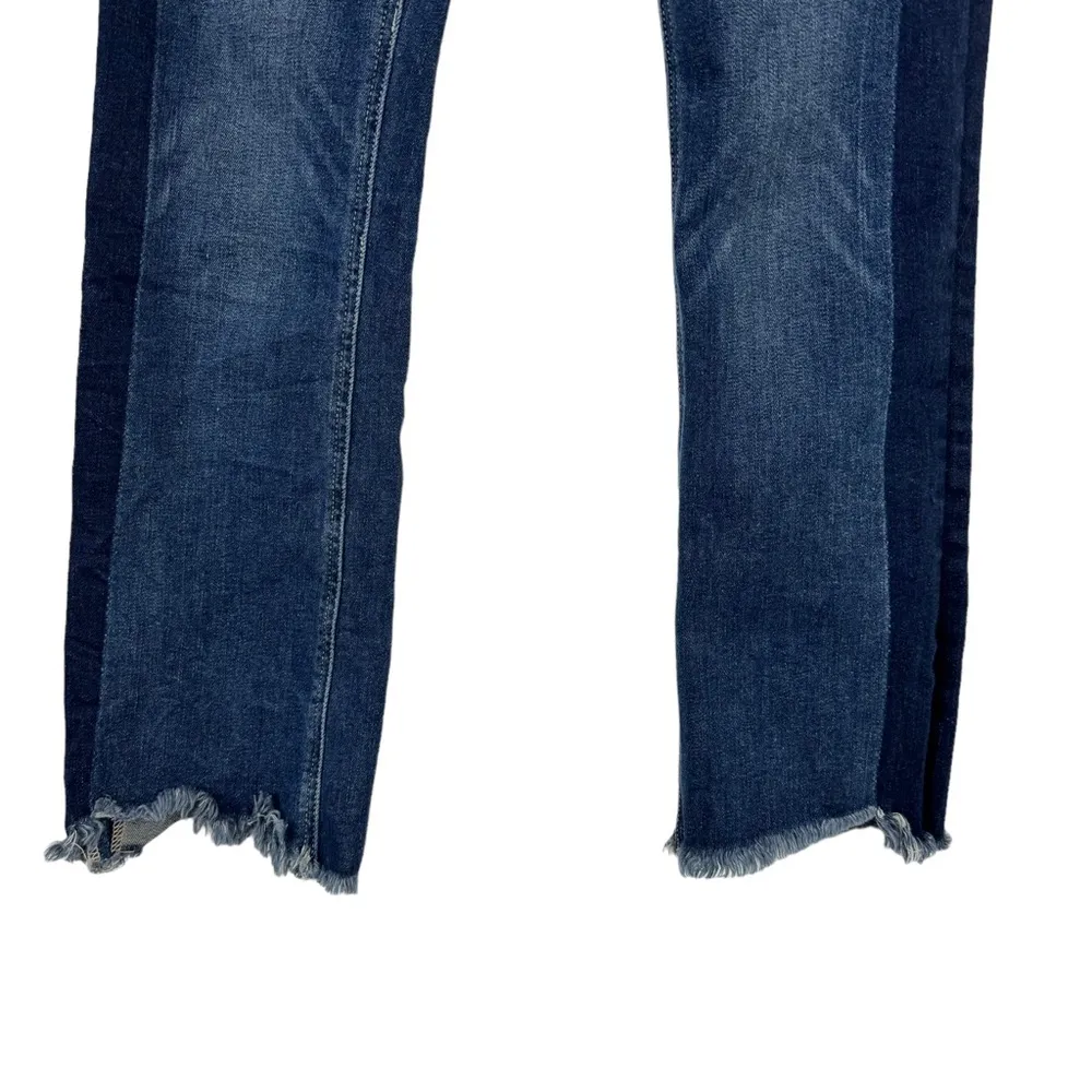 Anthropologie McGuire Vintage Mid-Rise Cropped Raw Hem Jeans Two Tone Denim 26 - Image 10