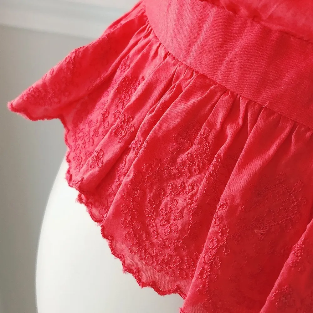 Ted Baker London V-Neck Ruffled Top Red Coral Size S - Image 6