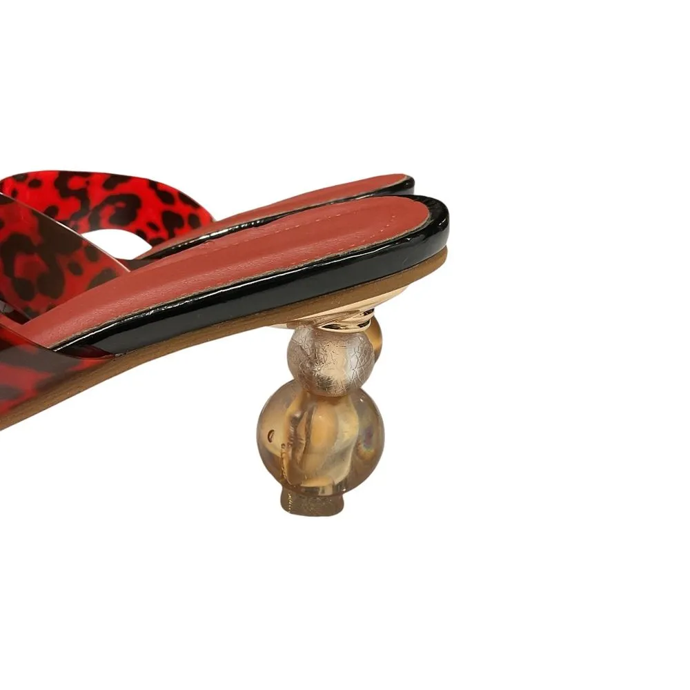 Eilyken Square Toe Ladies Slippers Funky Clear Heel Women Leopard Slides US‎ 10 Black - Image 6