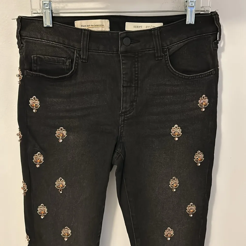 Anthropologie Pilcro & The Letterpress Embellished Script Jeans Black - Image 5