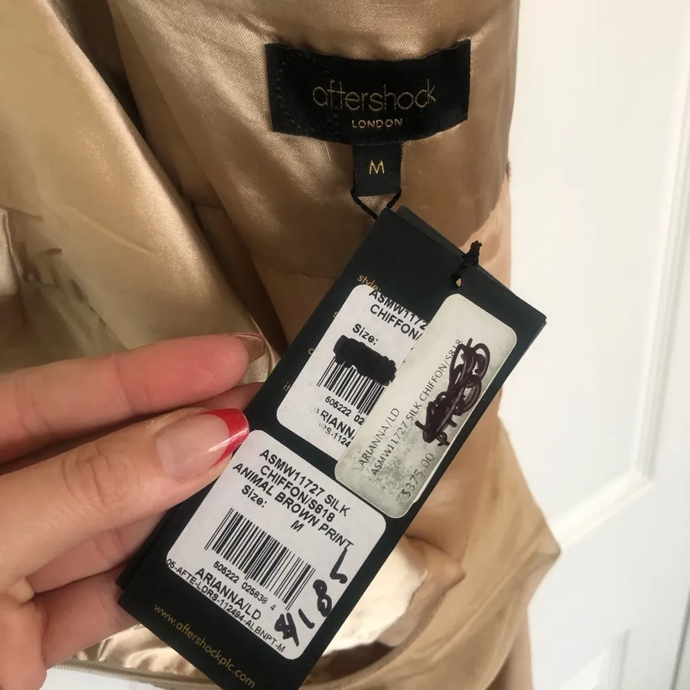 NWT Aftershock London Animal Prink 100% Silk Dress Size M Tan Size M - Image 13