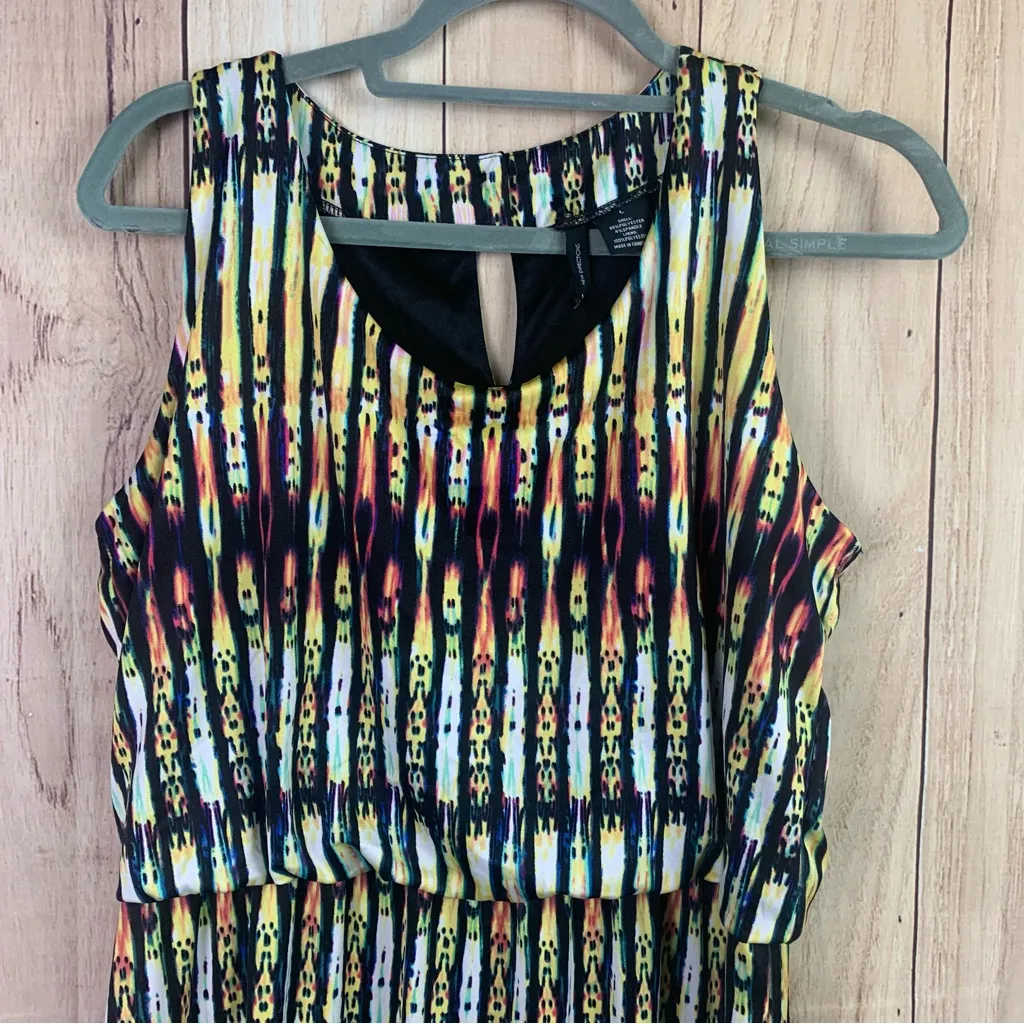 New Directions‎ Yellow and Black Patterned Midi Dress Green Size L - Image 2