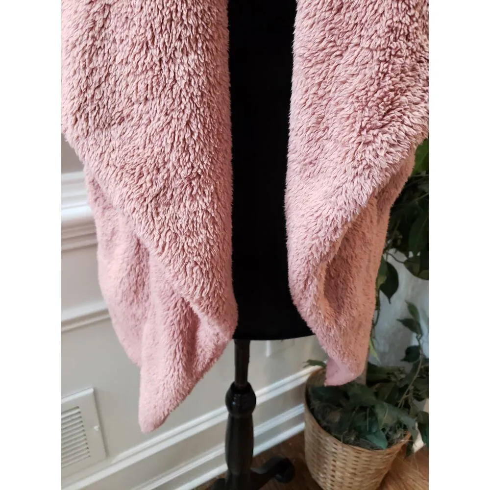 Knox Rose Women's XS Fleece Sherpa Vest Blush Sleeveless Vest Open Front Pockets - Image 4