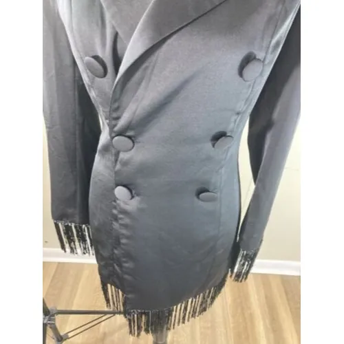 Latiste Black Double Brest Fringed Jacket Style Dress Fully Lined Sz Small NWTS - Image 7