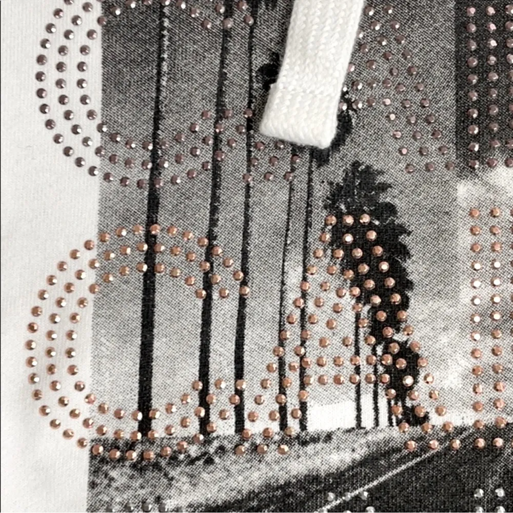 NWT Calvin Klein White Studded Semi Cropped Raw Hem Hoodie  XL - Image 8