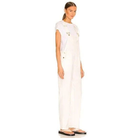 WeWoreWhat Basic Overalls Jumpsuit Off White Linen Classic Blogger Favourite - Image 4