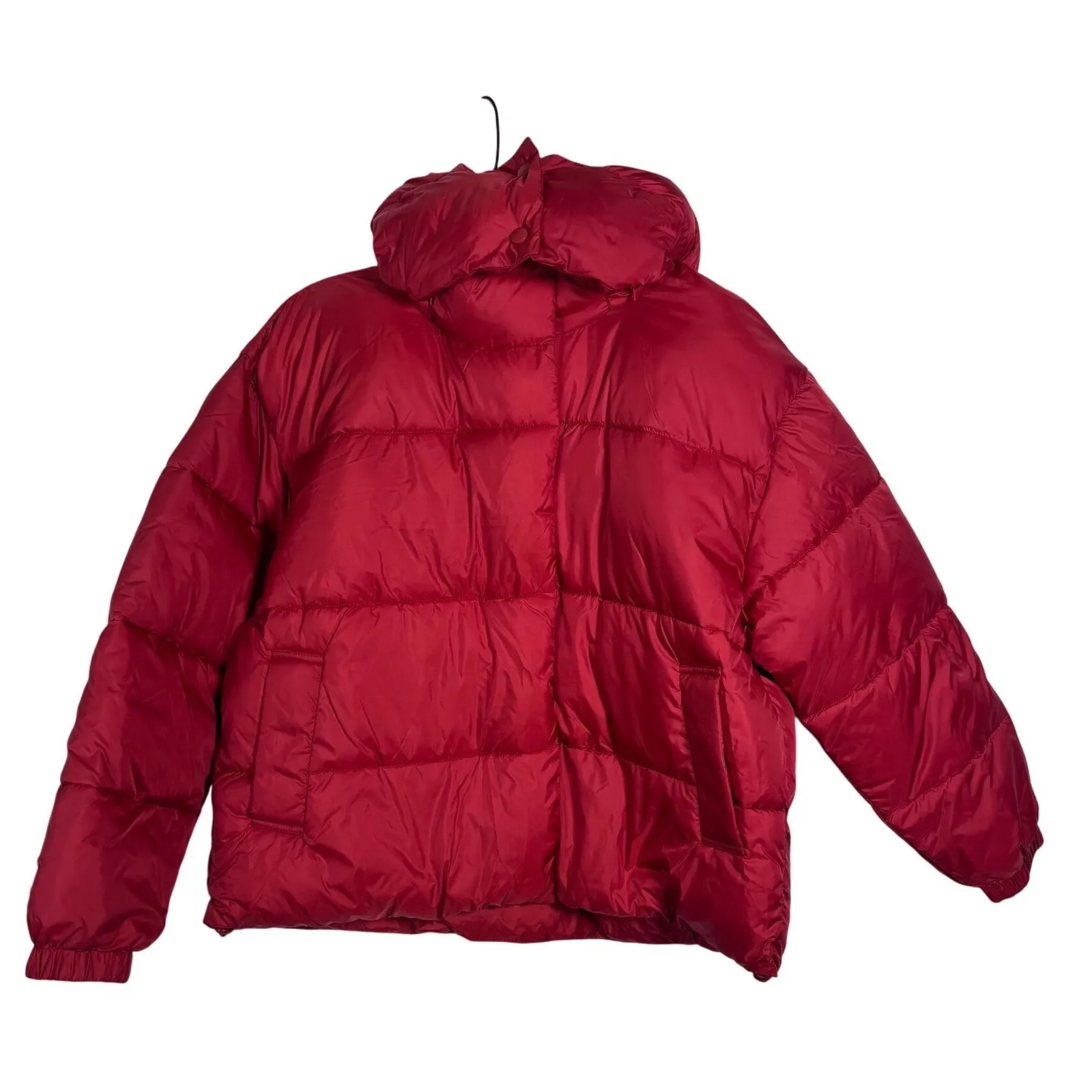 NVLT Red Hooded Puffer Jacket Winter Warm Down Alternative Full Zip Womens L Size L - Image 3