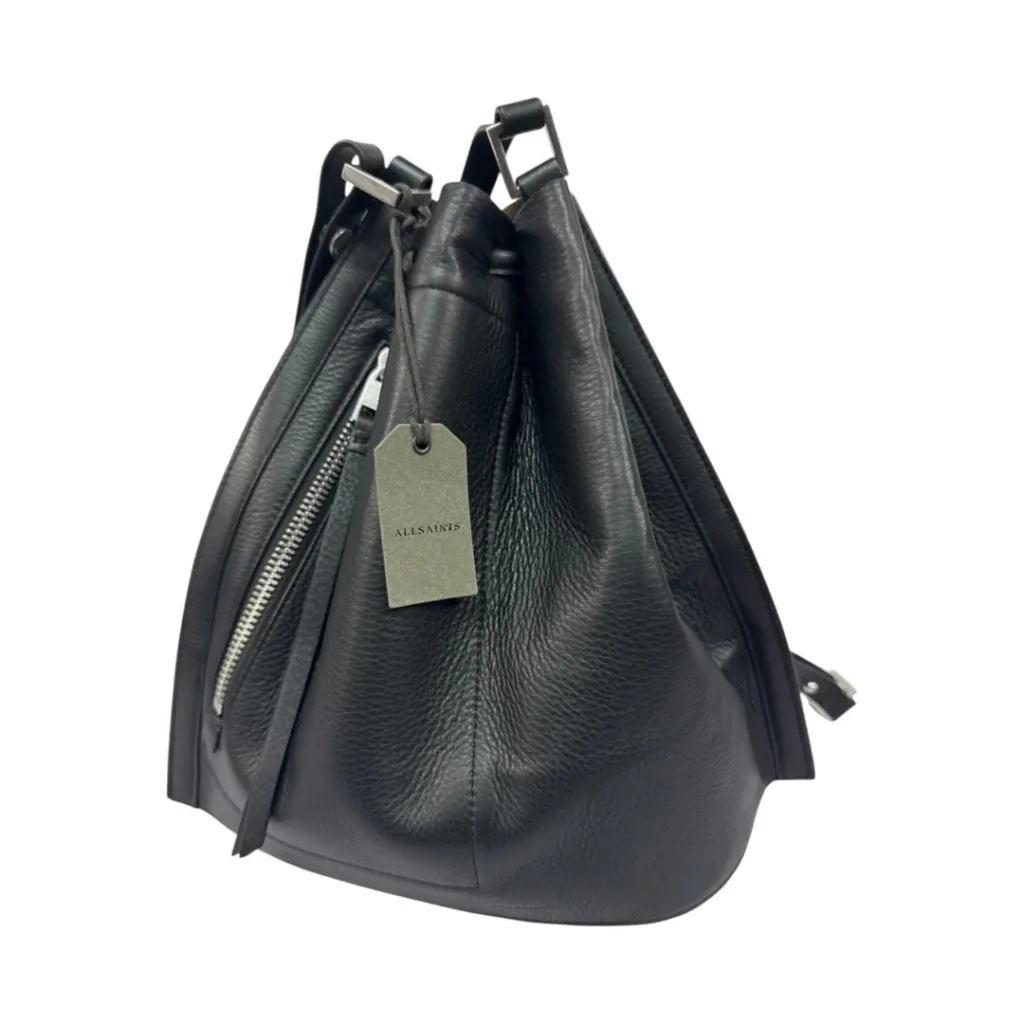 NWT AllSaints Alpha Convertible Black Leather Shoulder & Backpack - Image 9