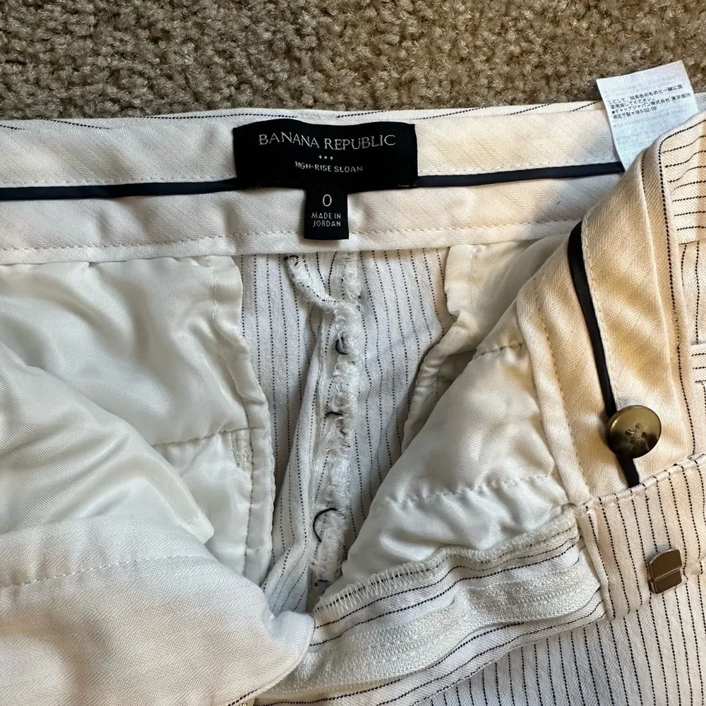 Banana Republic High Rise Sloan Full Length Pant White Black Stripe - Image 5