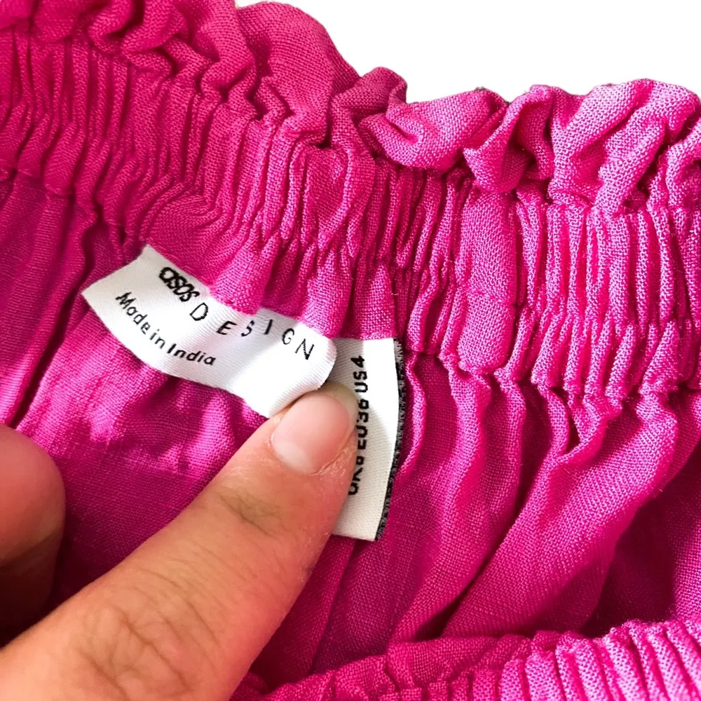 Asos Design Magenta Pink Midi Elastic Waist Casual Skirt Size 4 - Image 6