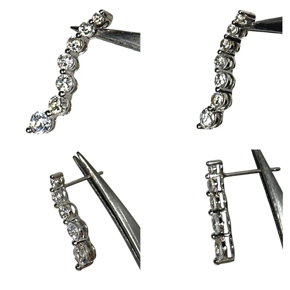 10KT SOLID WHITE GOLD JOURNEY PENDANT & EARRINGS & 18” NECKLACE CZ “DIAMOND” SET - Image 10