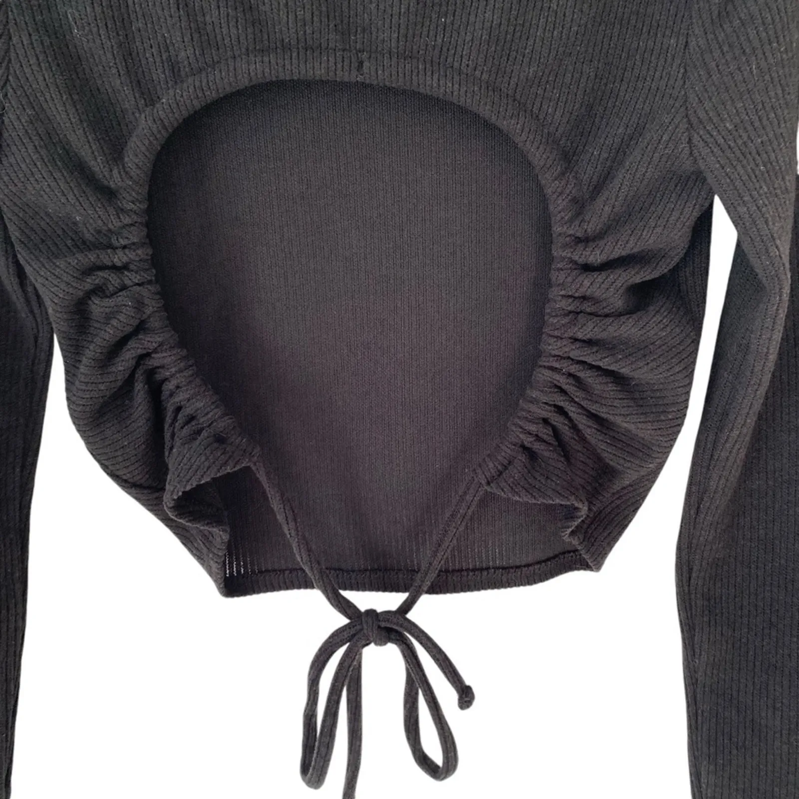 Madewell Black Ribbed Mockneck Open Back Crop Top size XS - Image 7