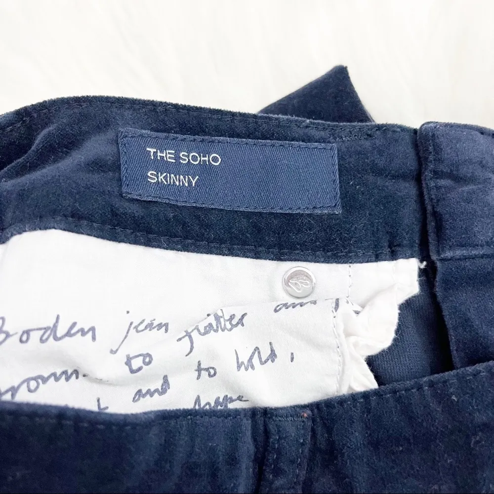 Boden Soho Skinny Blue Velvet Pants Size 2P - Image 6