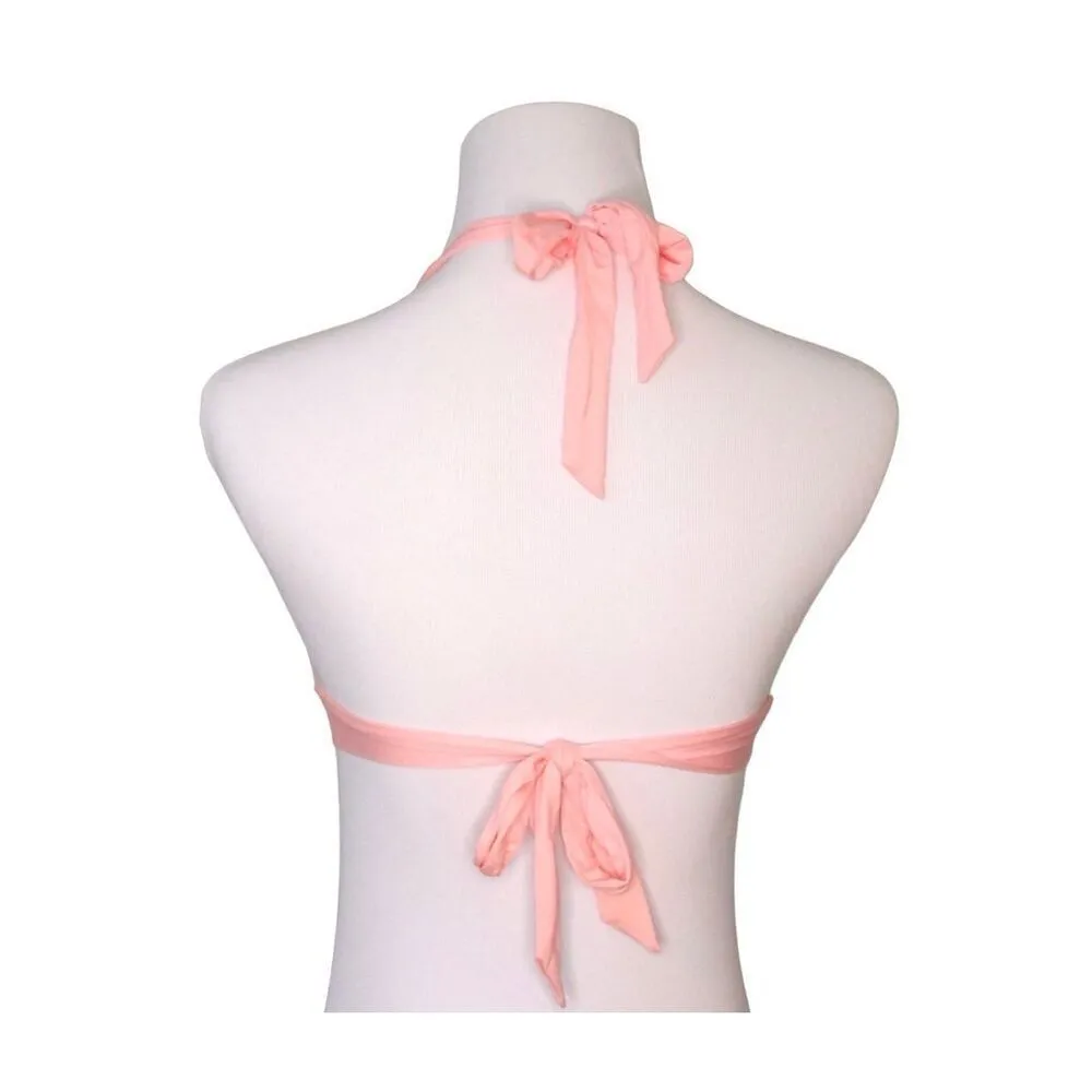 Mossimo Pink Black Halter‎ Padded Bikini Swimsuit LARGE Swimwear Beach Retro - Image 6