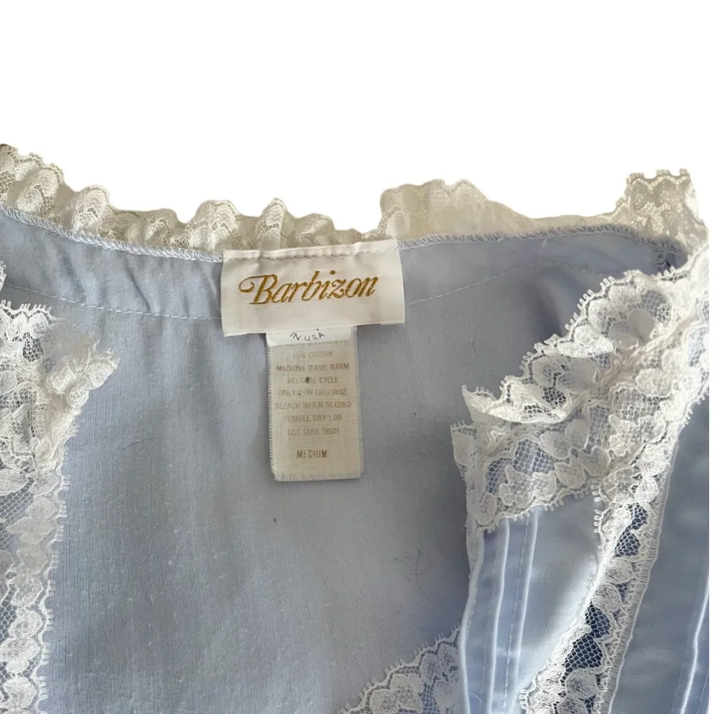 BARBIZON Powder Blue Nightgown White Lace Trim Cuddleskin Size Medium VINTAGE - Image 7