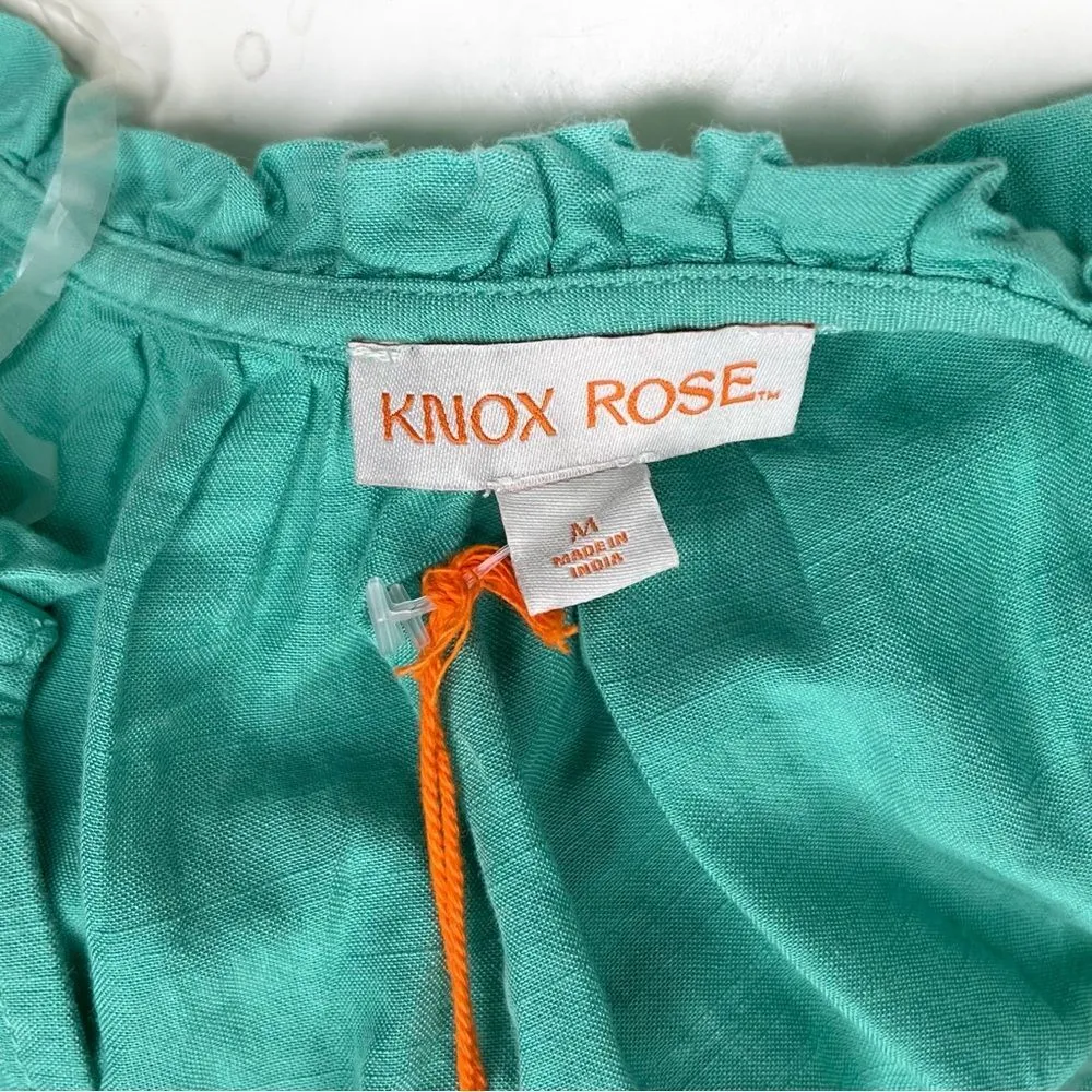 KNOX ROSE Boho Peasant Dress Puff Sleeve Tie Waist Ruffle Tier Size Medium NEW - Image 7