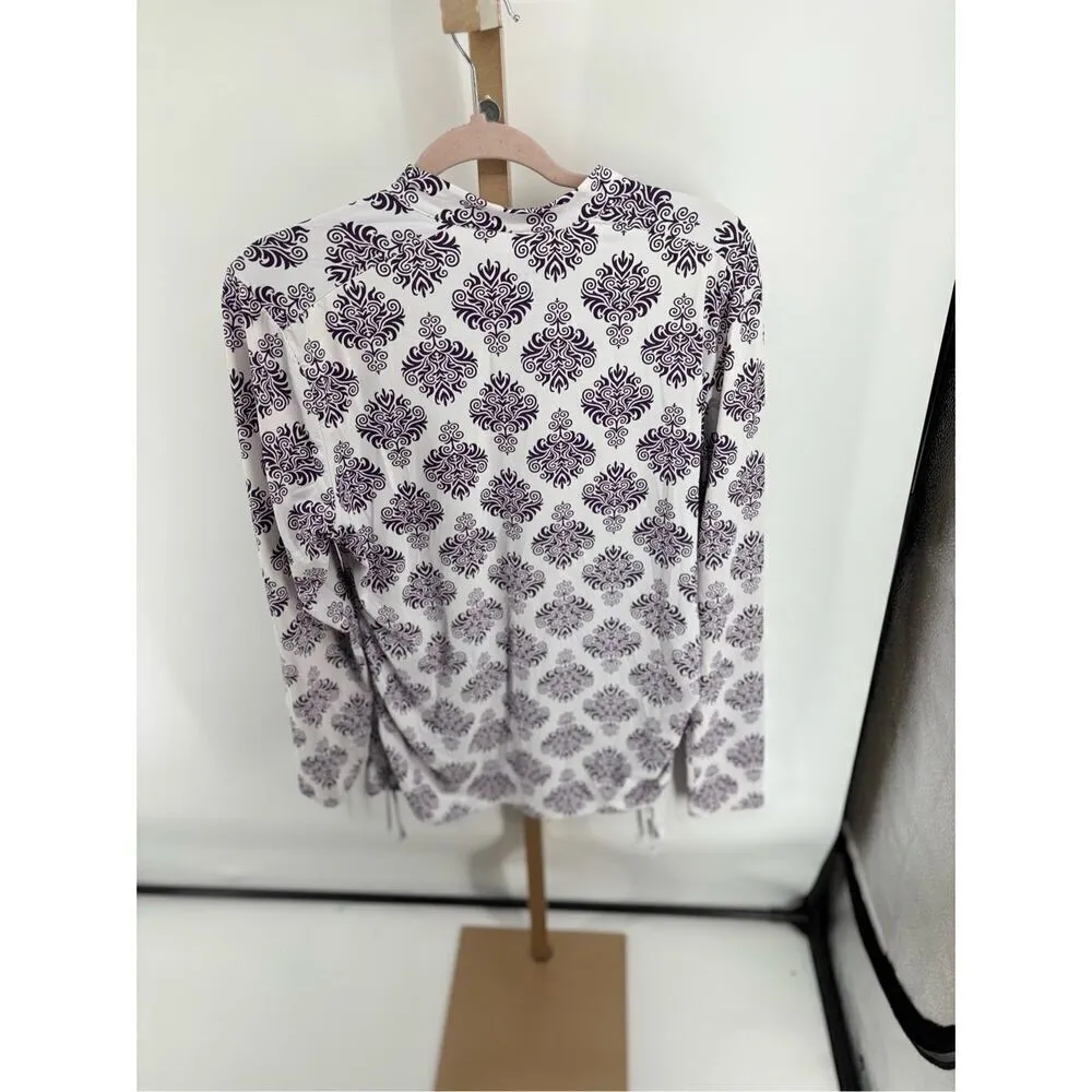 Title Nine Women’s Purple White Damask Print Half Zip Pullover Size XL - Image 5