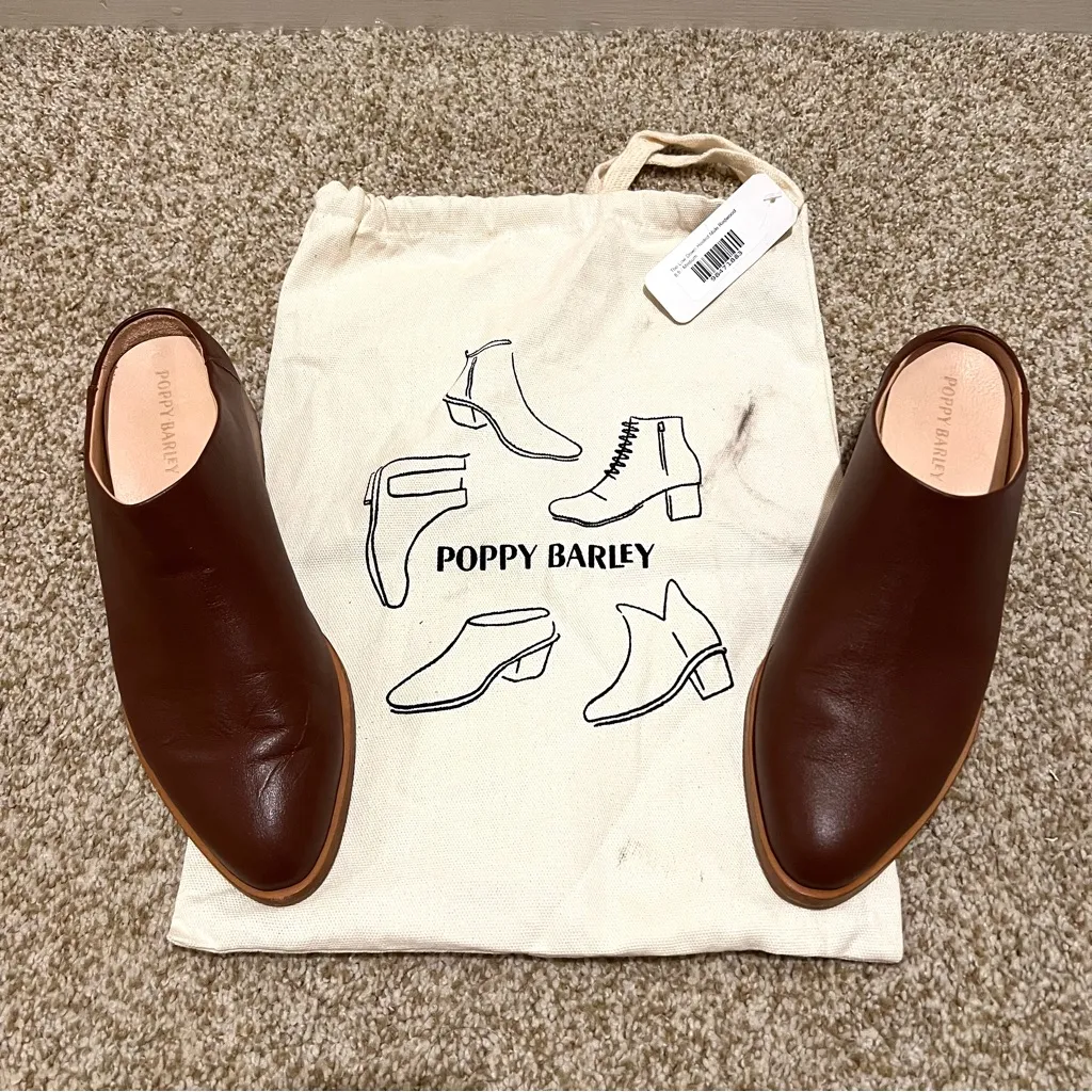 NWT Poppy Barley Low Down Heeled Leather Mule in Redwood Brown Size 8.5 - Image 12