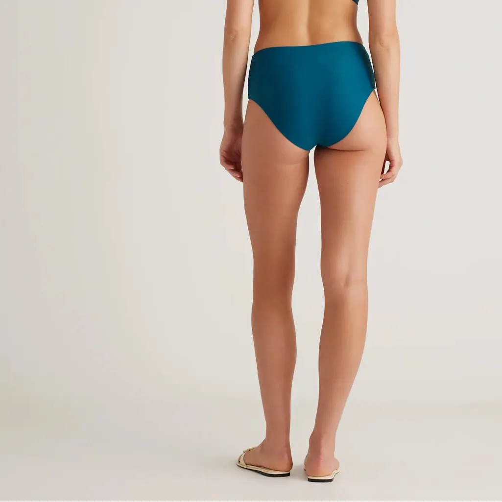 NWT Quince Italian High Rise Teal Blue Bikini Bottom Swimwear Sz M - Image 2