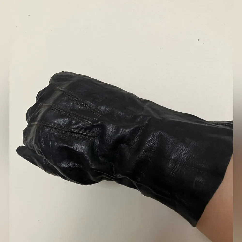 Vintage Black Leather Gloves Size S - Image 6