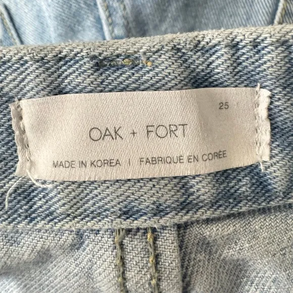 OAK+FORT High Rise Ripped Distressed Mom Baggy Raw Hem‎ Cropped Jeans Size 25 Blue - Image 10